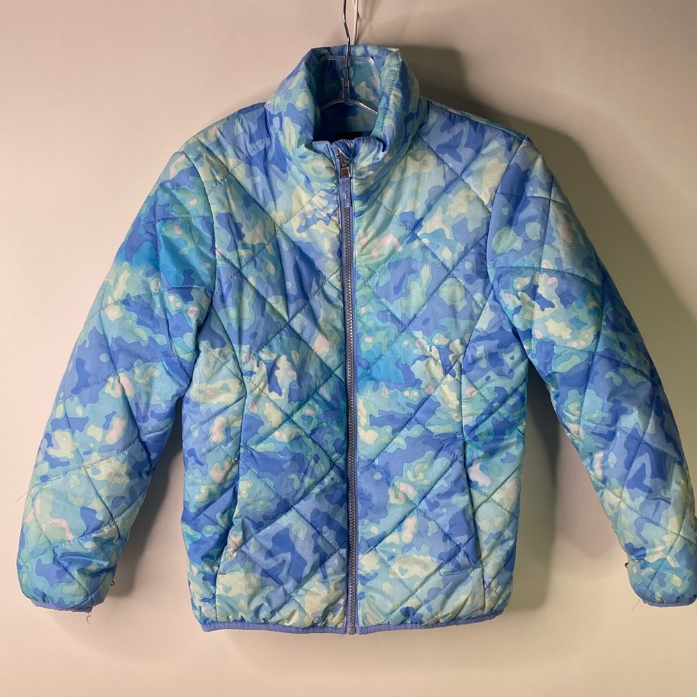 Gerry Quilted Blue Camo Puffer Jacket Big Girls Size Medium 10/12 - 1217
